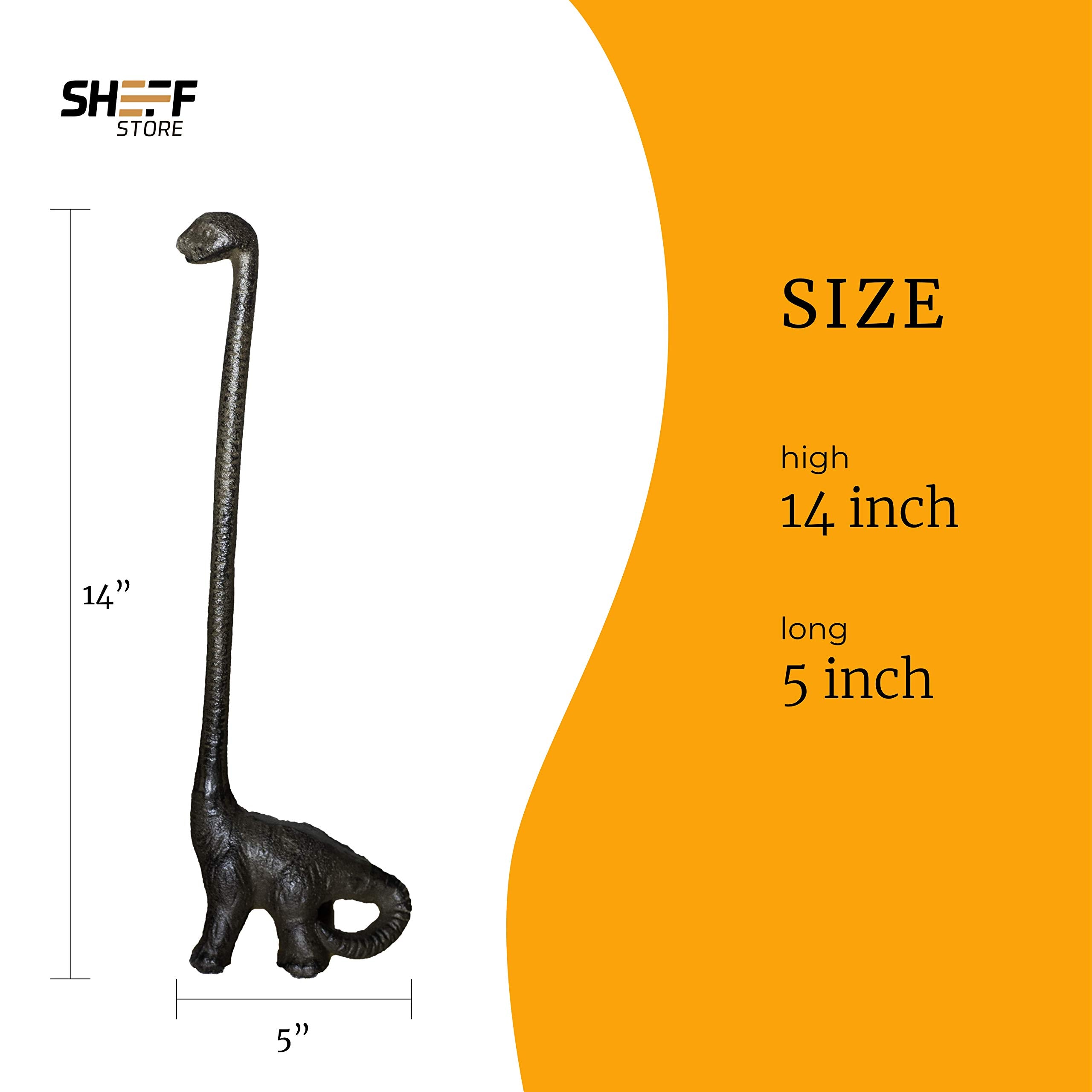 Sheff dinosaur tall neck holds paper towels securely for easy replacement.