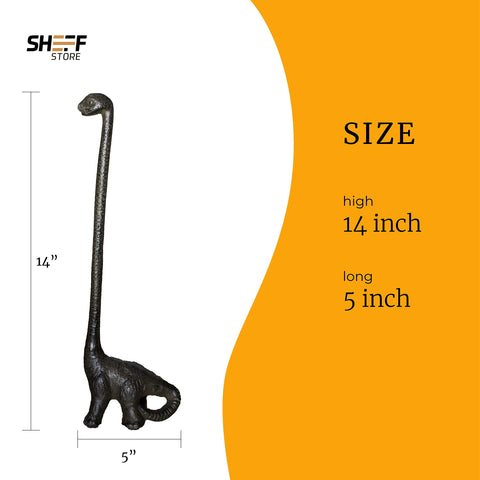 Sheff dinosaur tall neck holds paper towels securely for easy replacement.