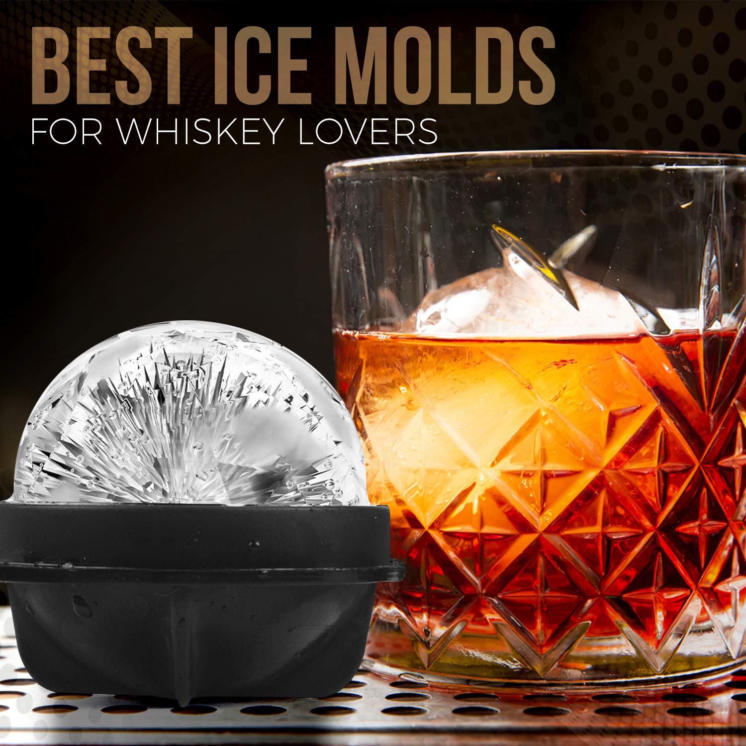 Shefio round ice ball mold set of four ideal for whiskey drinks