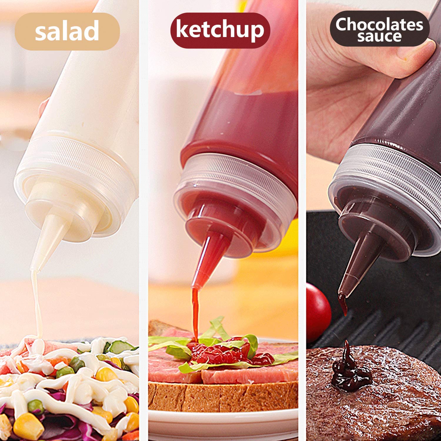 Shekure multiuse bottles suit sauces, oils, paints, and crafts.