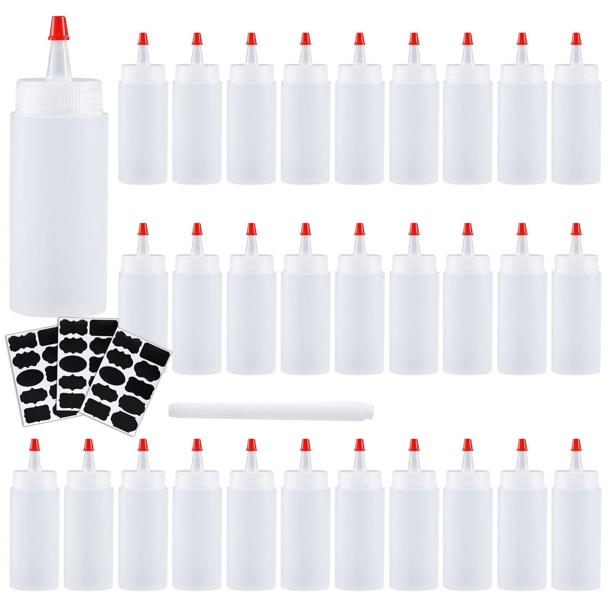 Shekure squeeze bottle 4oz pack for precise sauce and dressing dispensing.