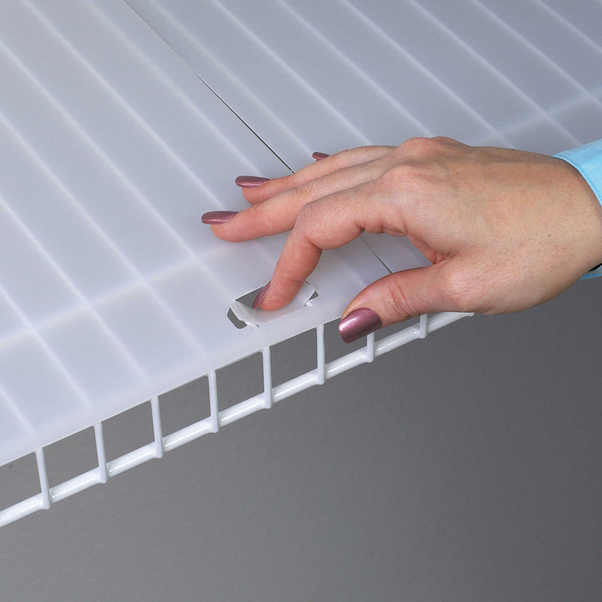 Shelf-It wire shelf liner on a 12-inch deep shelf creates a smooth surface.