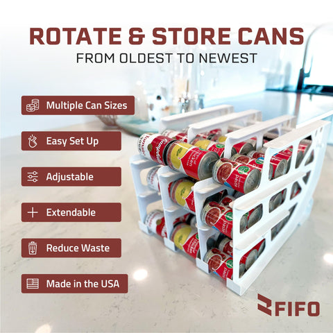 Shelf Reliance canned goods organizer panel installation detail highlights easy setup.