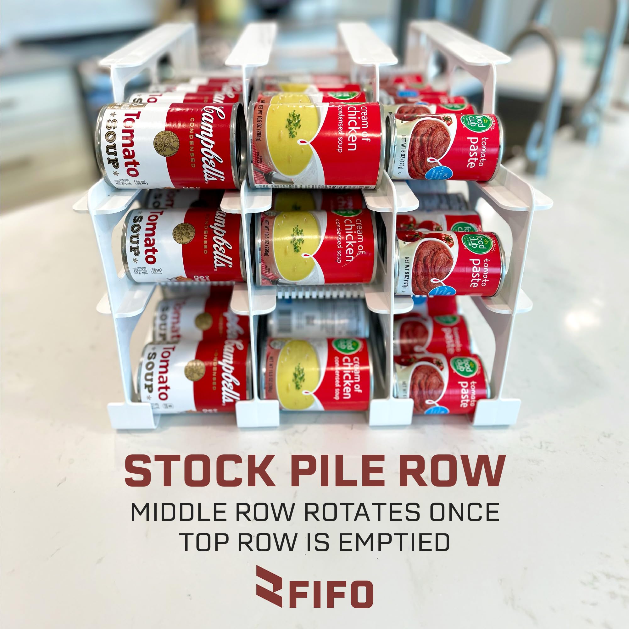 Shelf Reliance durable can rack US-made construction emphasizes long-lasting pantry solution.