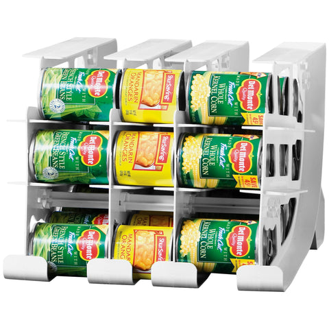 Shelf Reliance FIFO pantry dispenser front view shows 54-can capacity for organized storage.