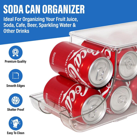 ShelfShaper stackable soda can organizer for efficient fridge storage