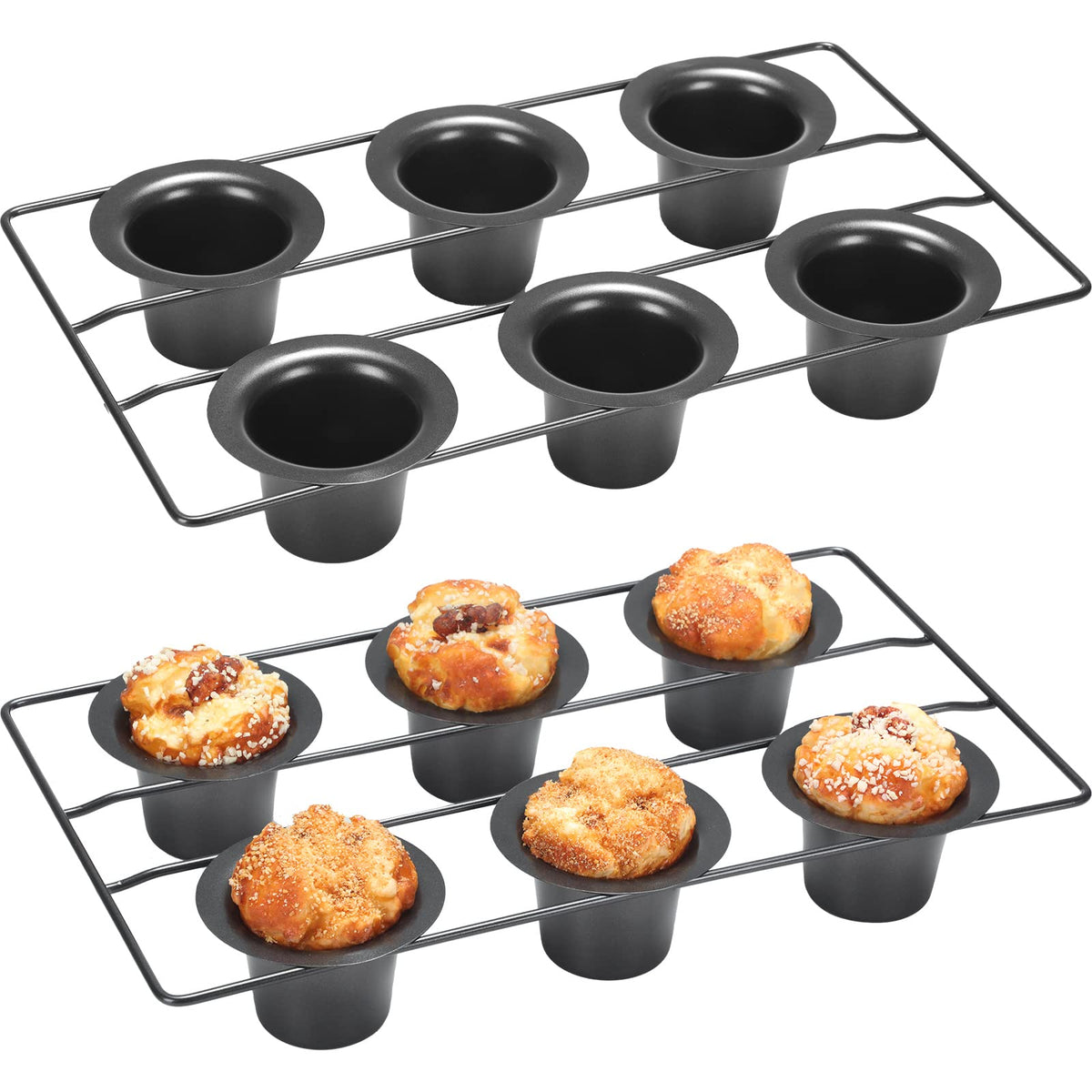 Shellwei 2-piece popover pan set with 12 cups for versatile batch baking