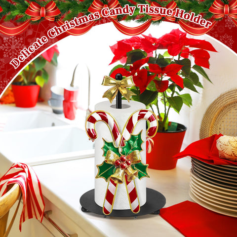 Shellwei Candy Cane Christmas Paper Towel Holder measures 12.6 by 7.1 inches.