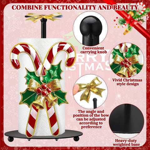 Shellwei Candy Cane Christmas Paper Towel Holder brightens kitchens and bathrooms.