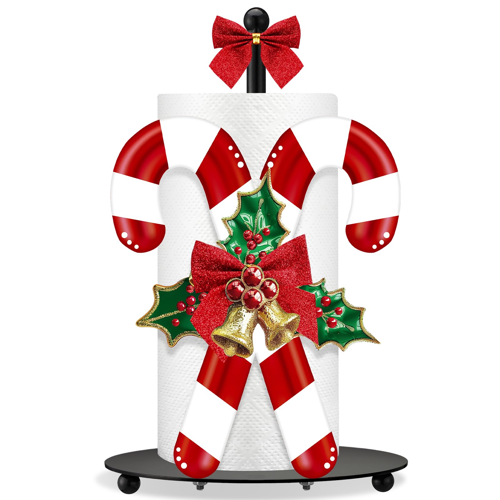 Shellwei candy cane paper towel holder base offers festive charm and sturdy support.