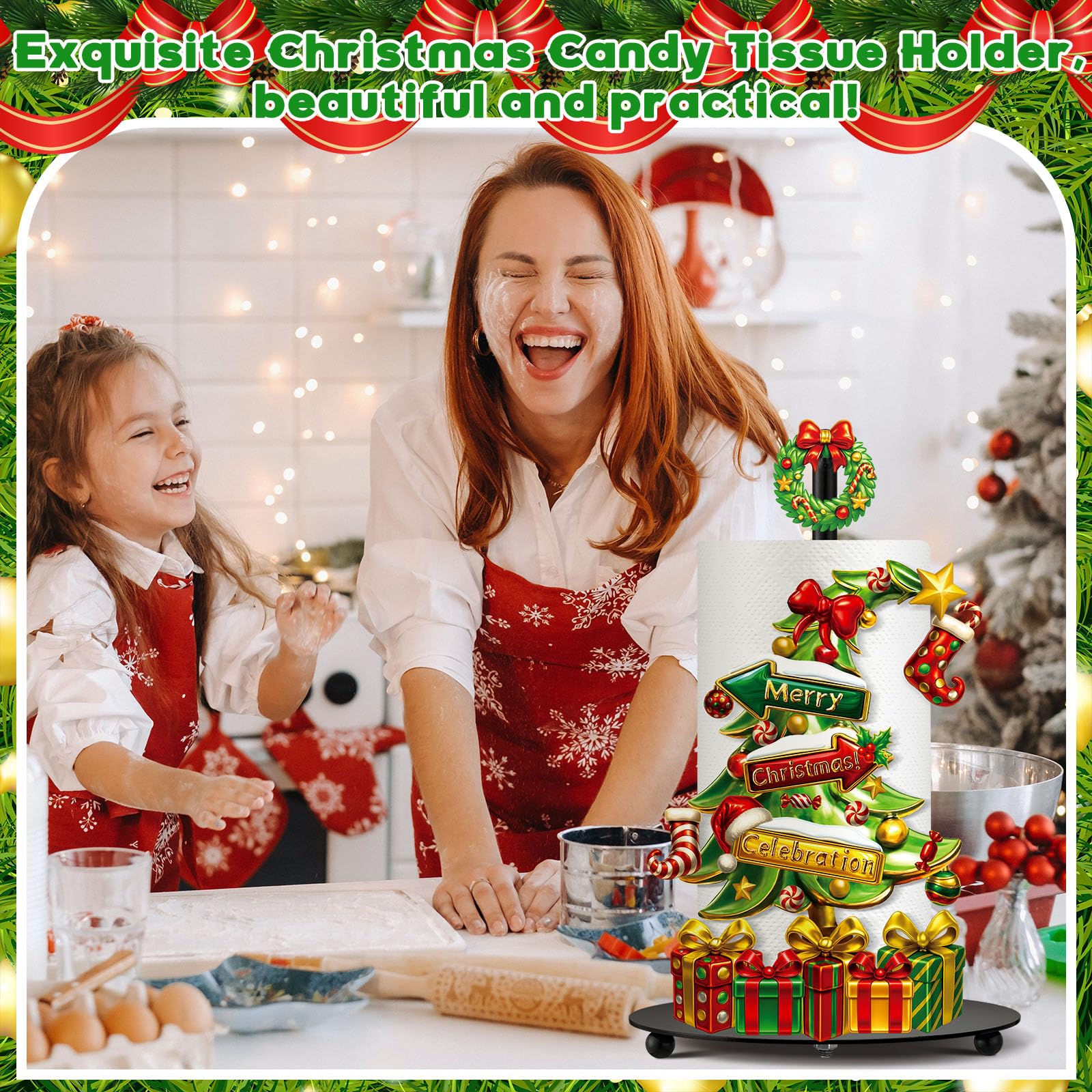 Shellwei Christmas tree paper towel holder adds festive charm to your kitchen counter.