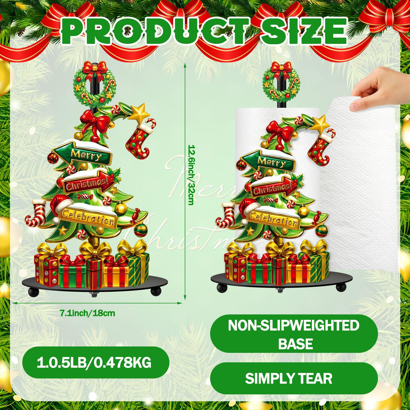 Shellwei metal Christmas tree paper towel dispenser blends rustic style with reliable performance.