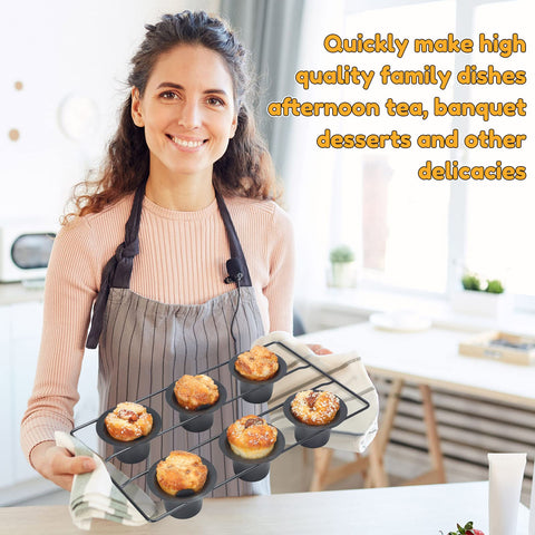 Shellwei popover pan 12-cup layout shows balanced capacity for muffins