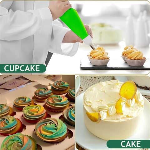 SHENGWANGYANGLUO cake decorating kit contents piping tips and bags for precise designs.