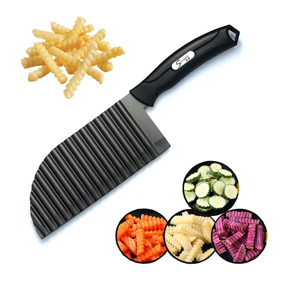 SHengwin crinkle cutter potato edge creates decorative fries at home