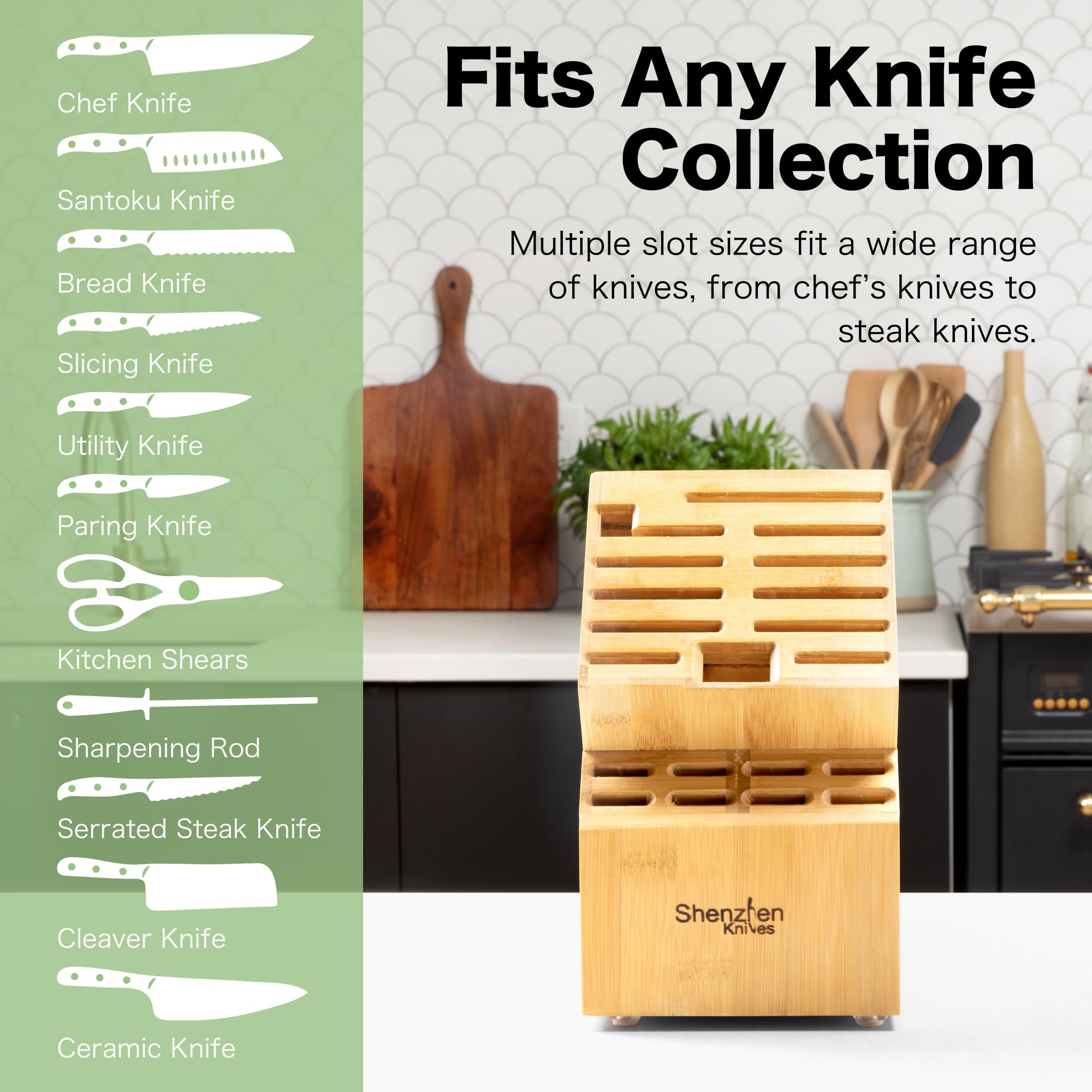 Shenzhen Knives 20-slot block top view highlighting easy-access slots.