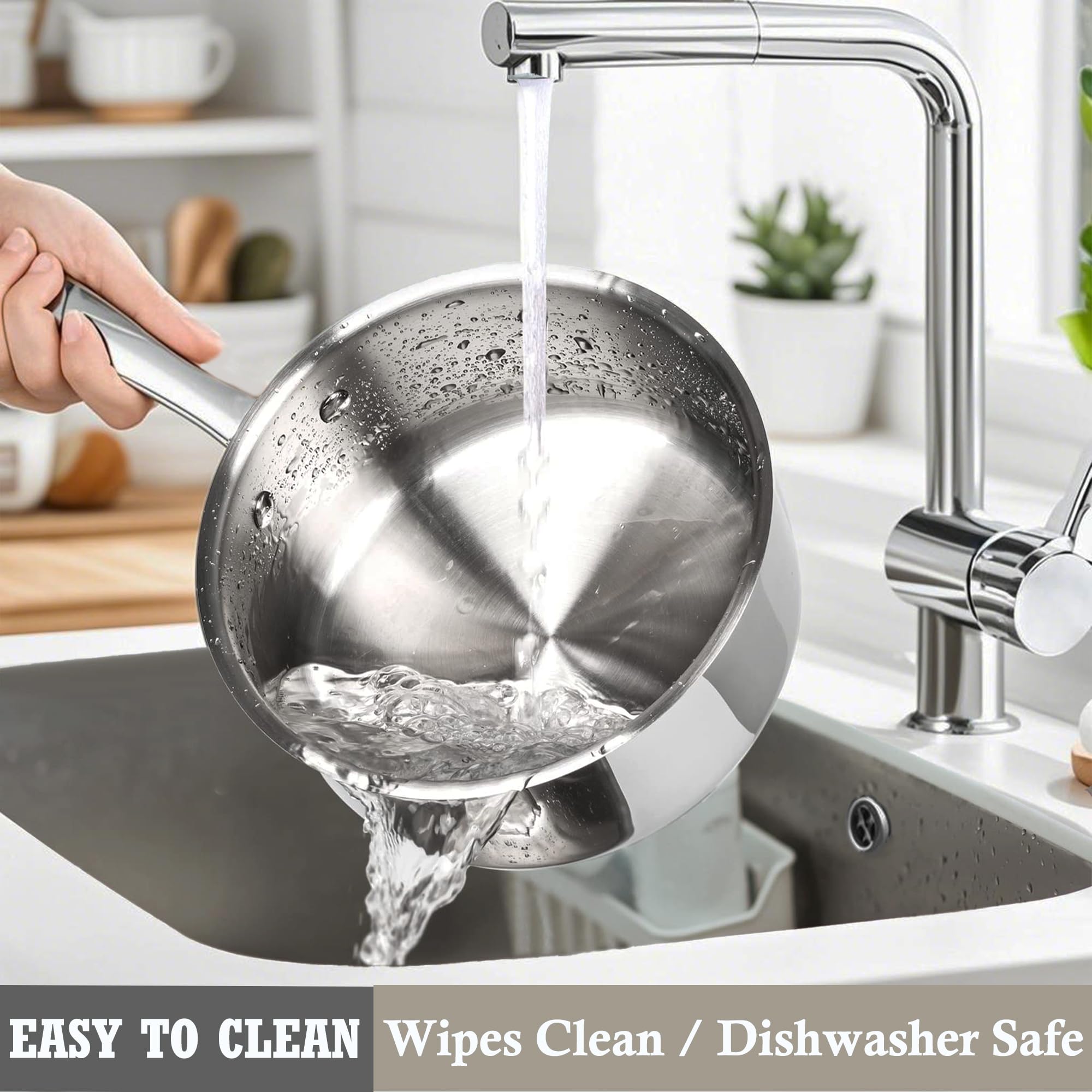 SHEUMNT clear tempered glass lid helps monitor cooking without heat loss