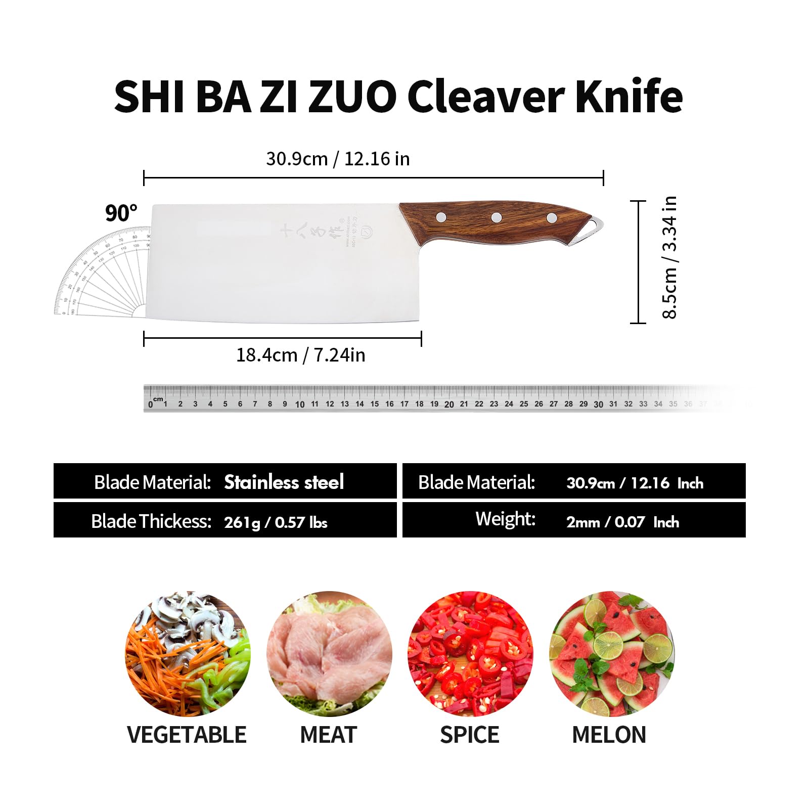 SHI BA ZI ZUO full tang knife shown in balanced, stable form