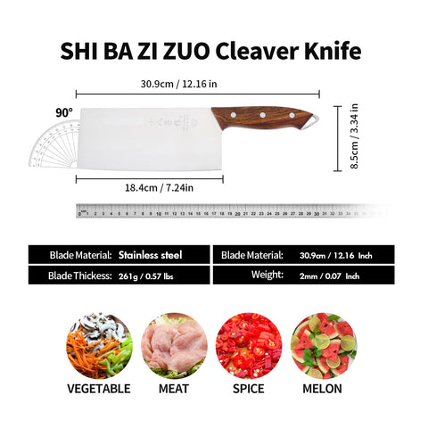 SHI BA ZI ZUO full tang knife shown in balanced, stable form