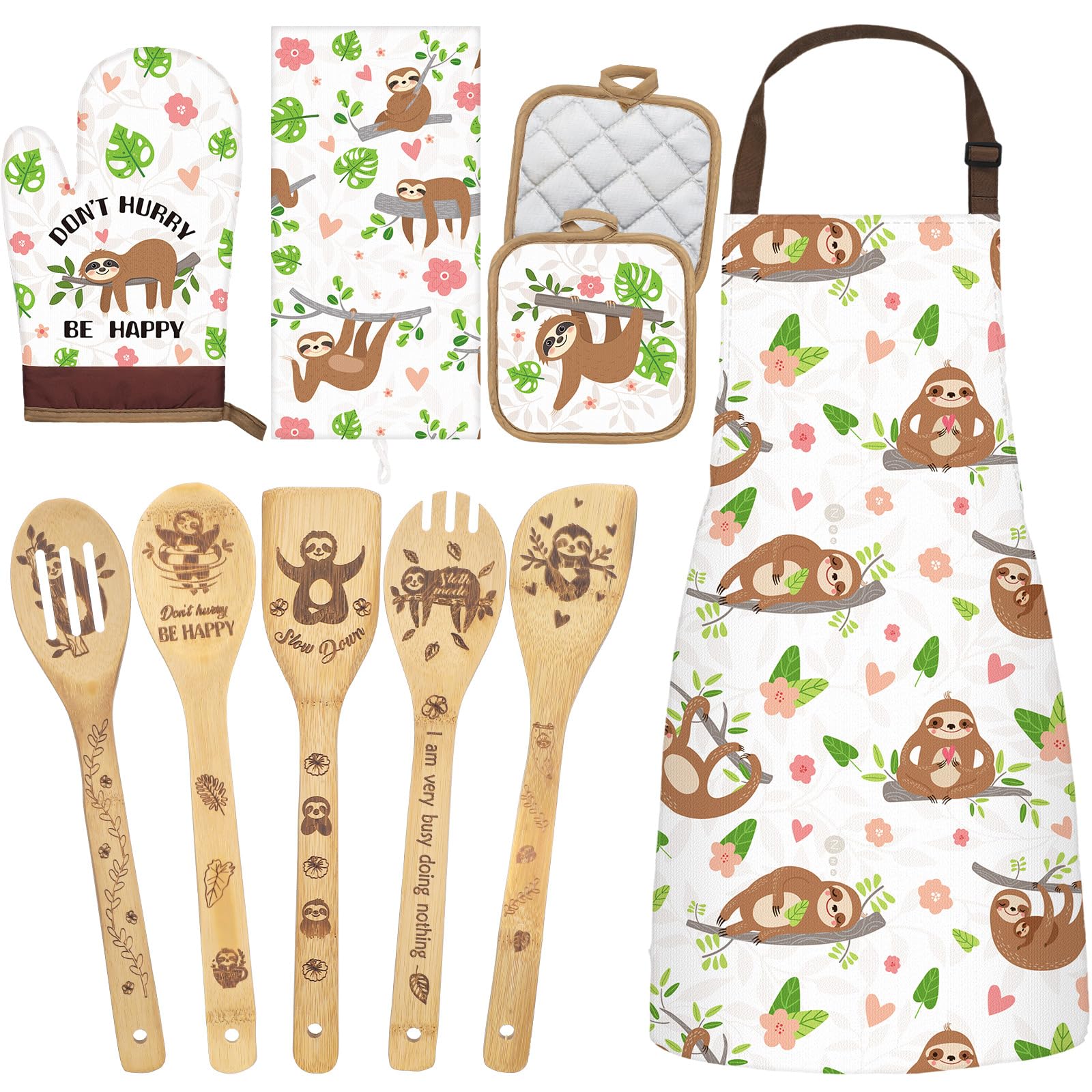 Shihanee Christmas sloth wooden spoons set for festive cooking and family moments