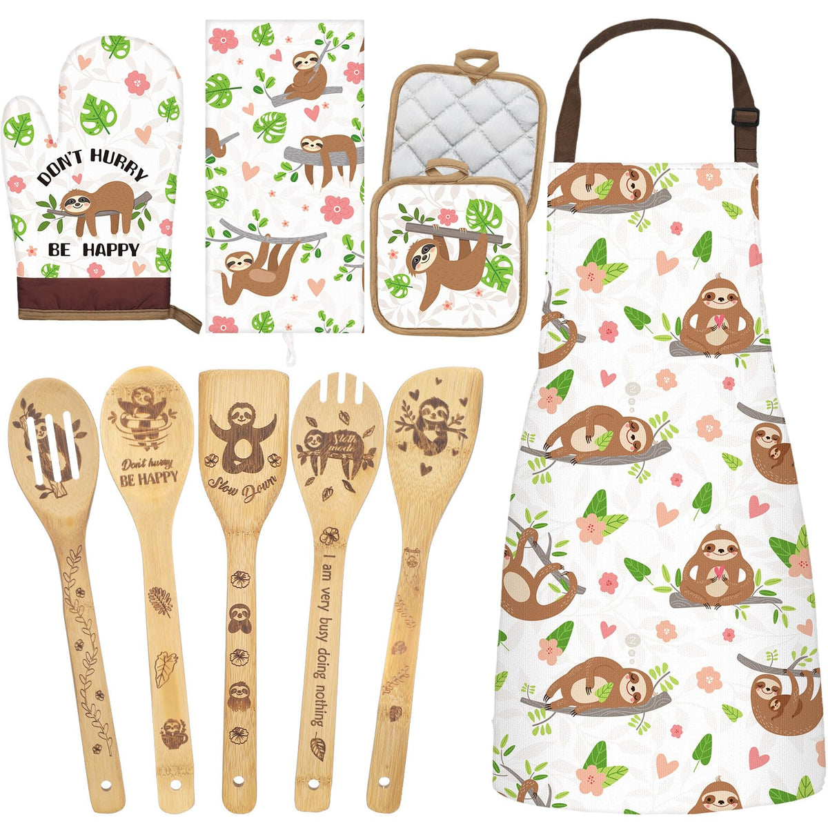 Shihanee Christmas sloth wooden spoons set for festive cooking and family moments