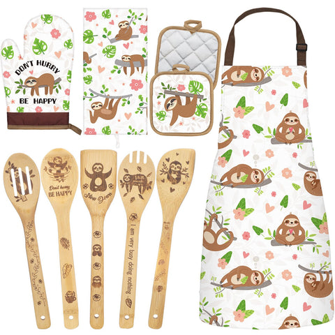 Shihanee Christmas sloth wooden spoons set for festive cooking and family moments