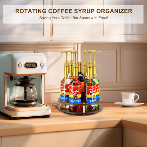 SHILFID syrup bottle turntable keeps bottles stable while you prepare drinks.