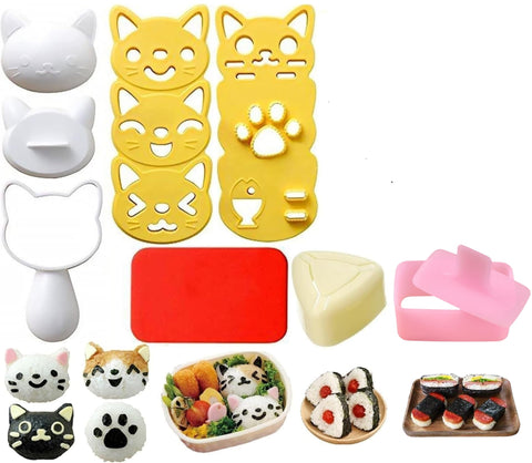 SHIMANY Onigiri cat mold set creates cute lunchbox rice balls.