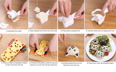 SHIMANY Onigiri triangle mold adds classic sushi shape.