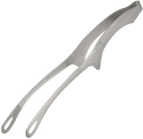 Shimomura smart kitchen tongs with floating tips for easy pickup of delicate foods.