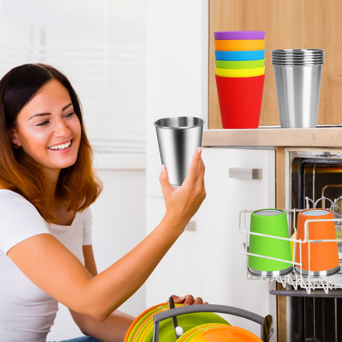ShineMe dishwasher-safe cups stack for compact storage