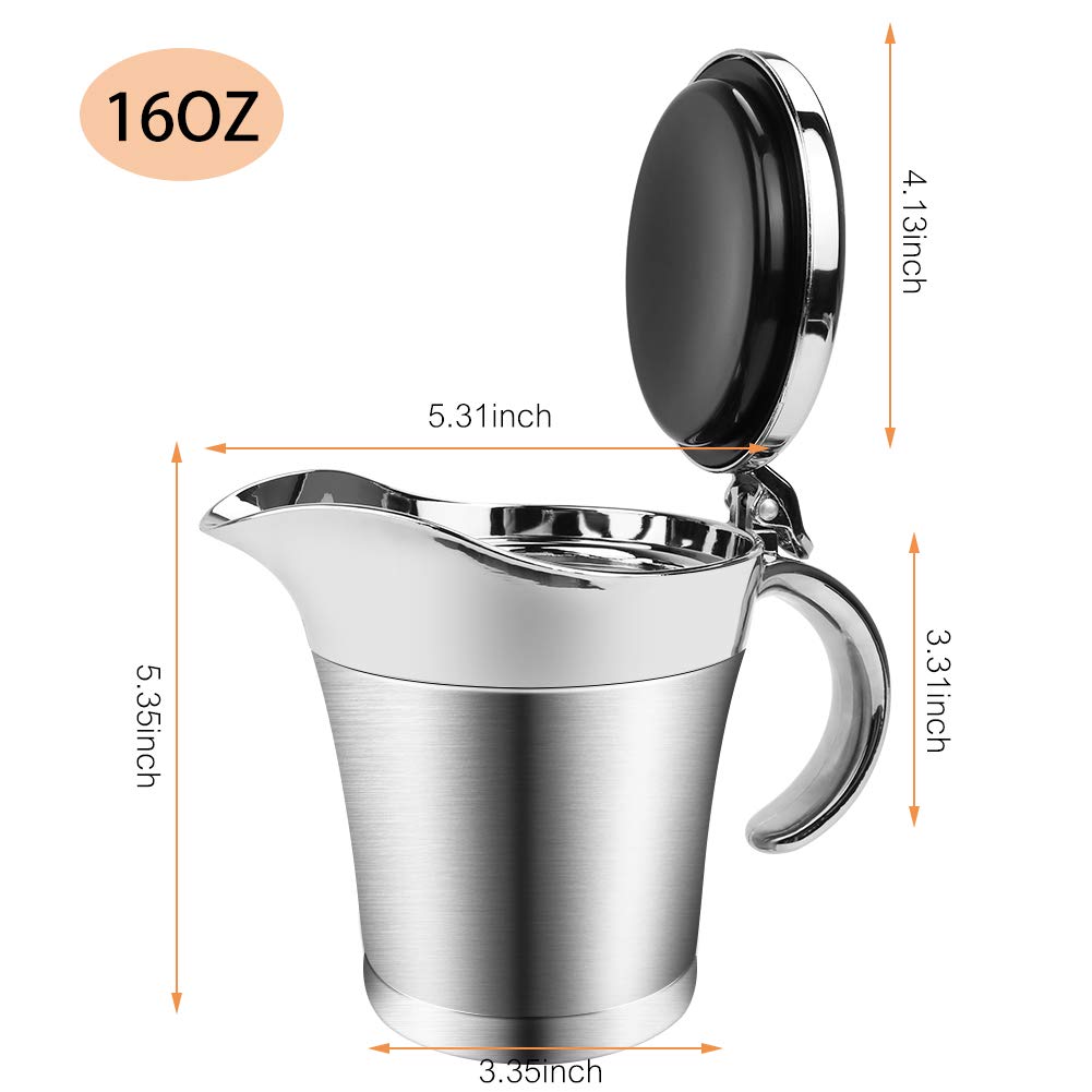 ShineMe gravy pot with hinged lid supports safe one-handed pouring