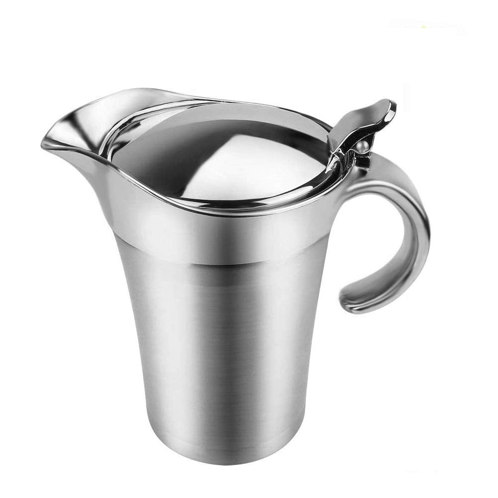ShineMe stainless steel gravy boat with lid keeps gravy warm for serving