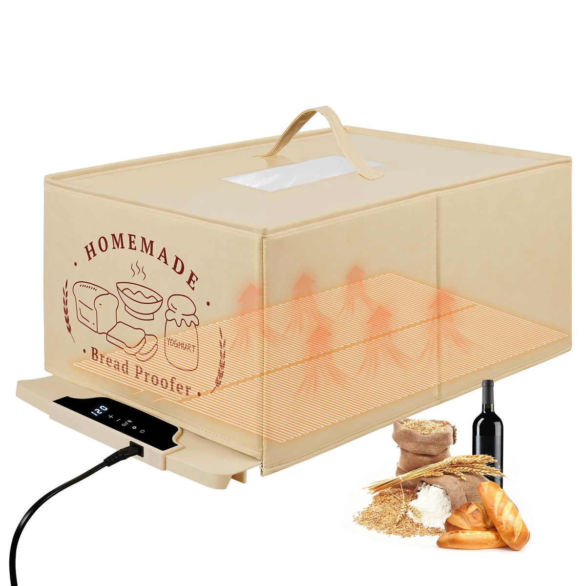 SHINEBBYS bread proofing box front view with precise temperature control for dough fermentation.