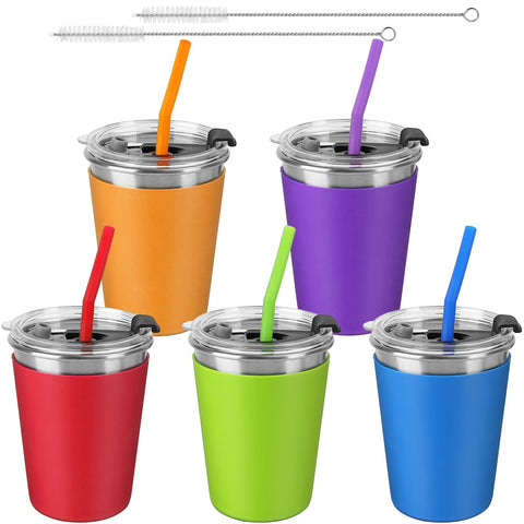 ShineMe 5Pack cups with colorful silicone sleeves for easy grip and kid identification.