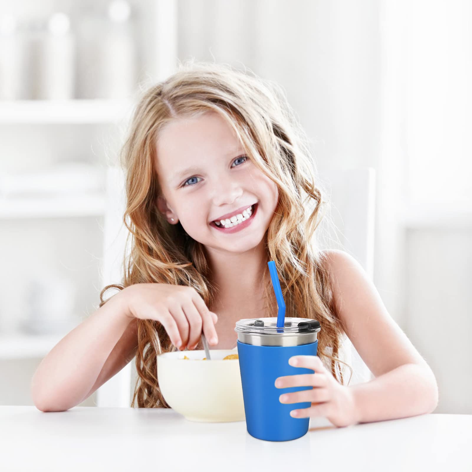 ShineMe included silicone straws protect teeth during sips.