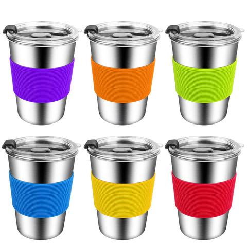 ShineMe 12oz kids cups with lid for spill-free outdoor use