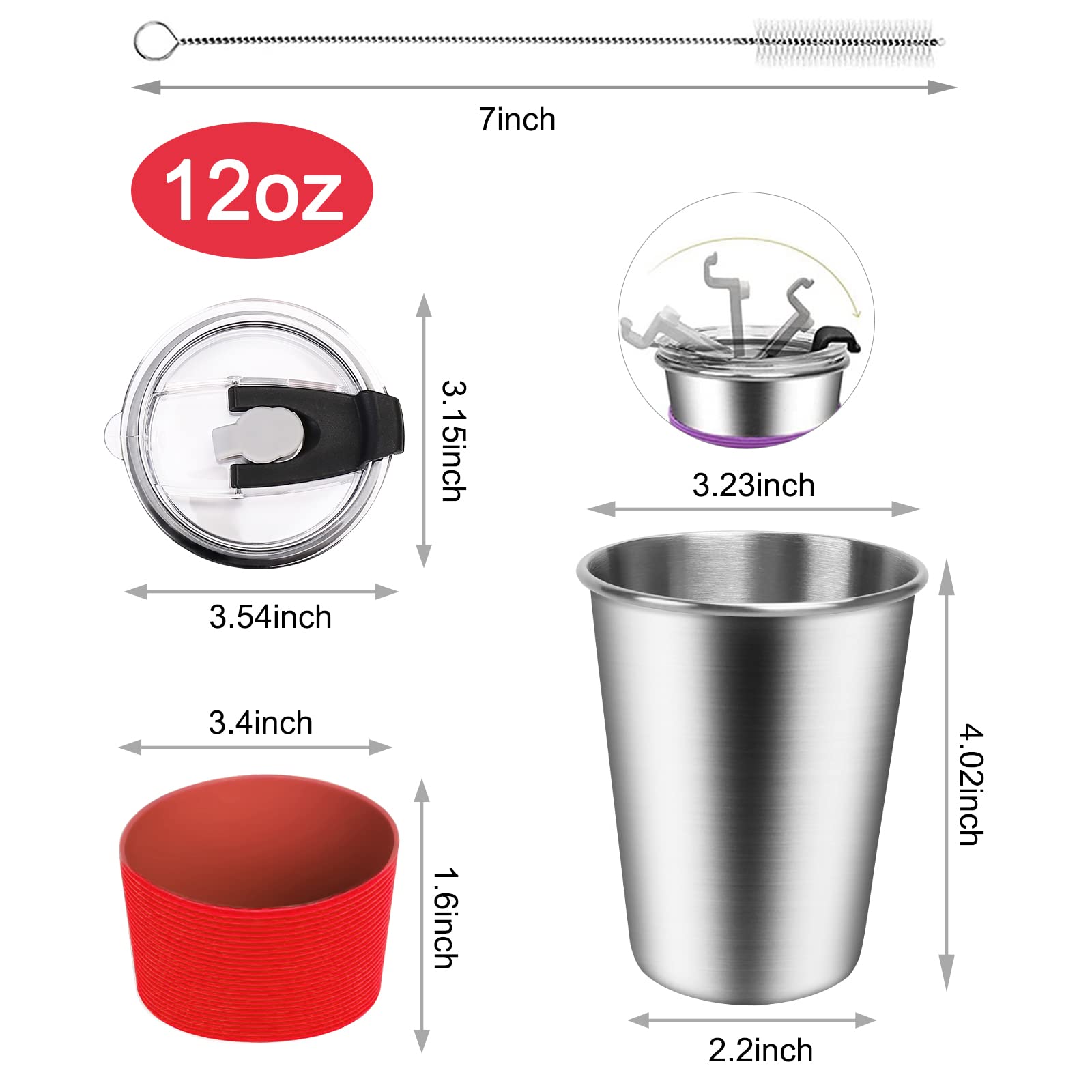 ShineMe kid cup with red silicone sleeve, easy grip and color-coded identification.