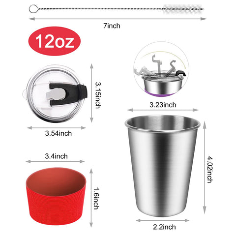 ShineMe kid cup with red silicone sleeve, easy grip and color-coded identification.