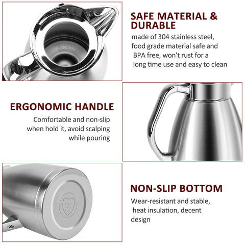 ShineMe thermal carafe with airtight lid preserves aroma for fresh pours