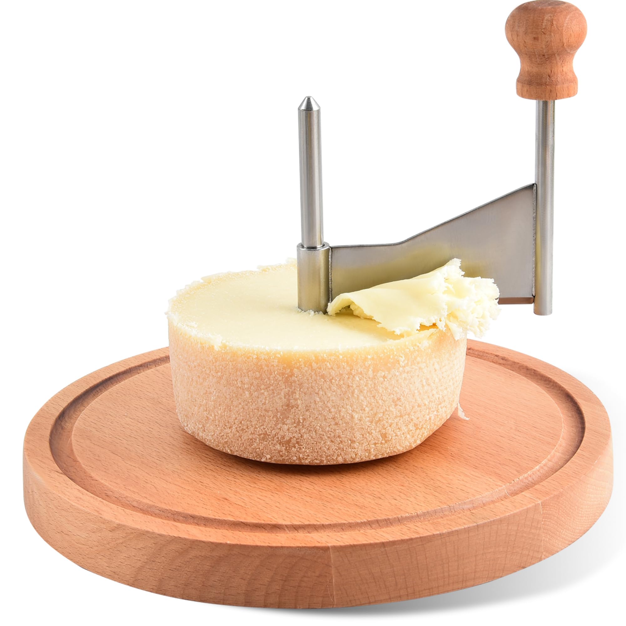 ShinianYa cheese curler with beech wood base and stainless steel blade for elegant curls