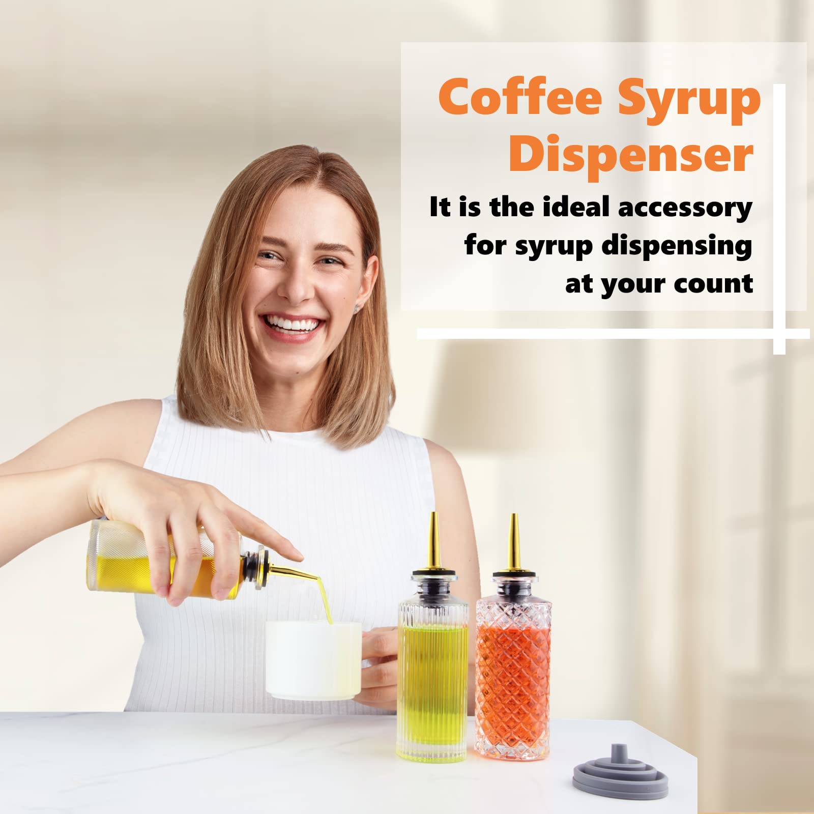 Shining Craft syrup dispenser bottles with metal pour spout for drip-free service