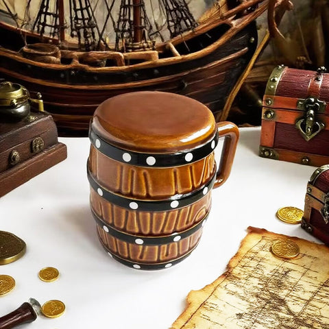 Shiningsoul-reliable-handle-barrel-mug offers secure grip for hot beverages.