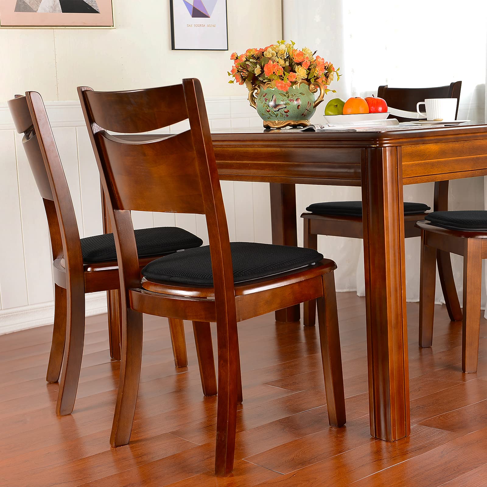 Shinnwa 15x16 inch cushions fit most chairs with 1.3 inch thickness.