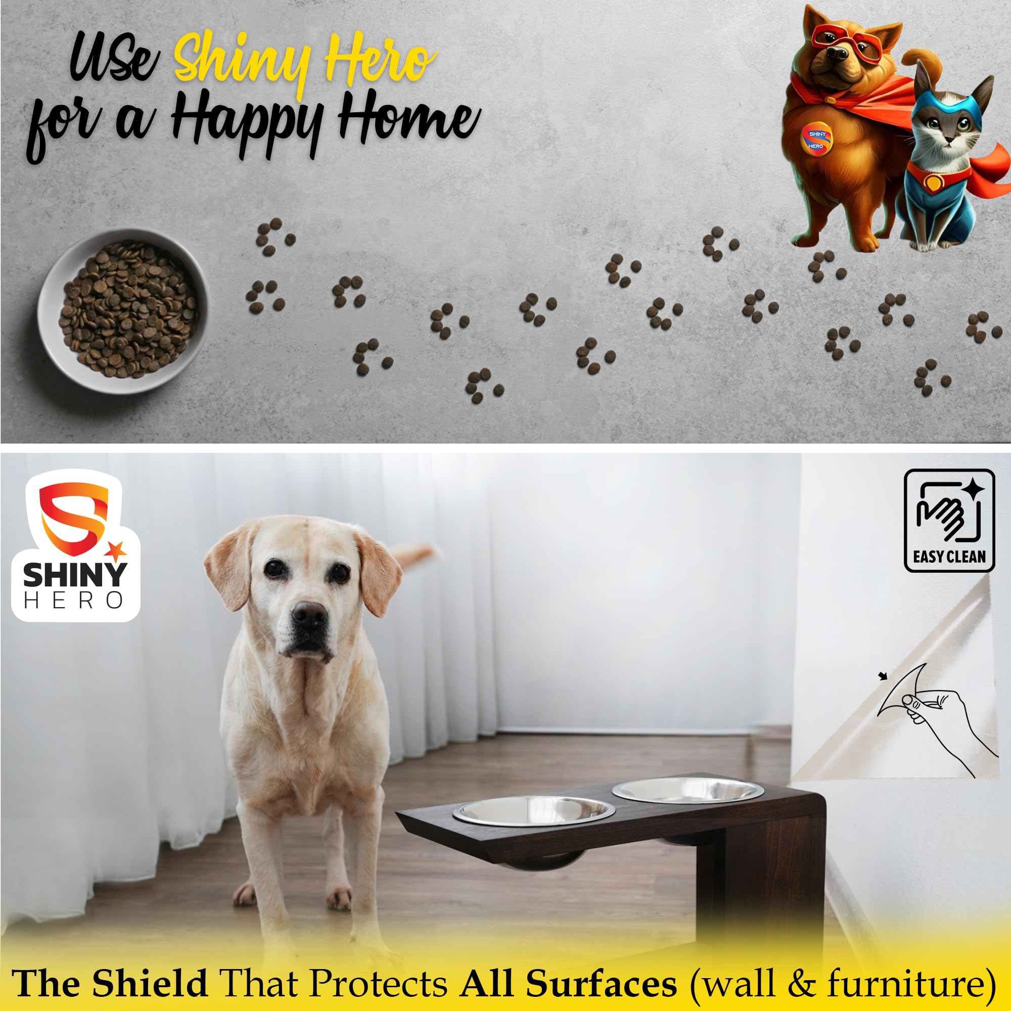 Shiny Hero waterproof and oil-proof film preserves counters and cabinets.