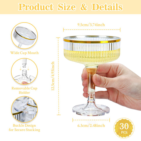 SHIQIKEJIPTY 5oz plastic champagne flutes with stackable base for stable towers.