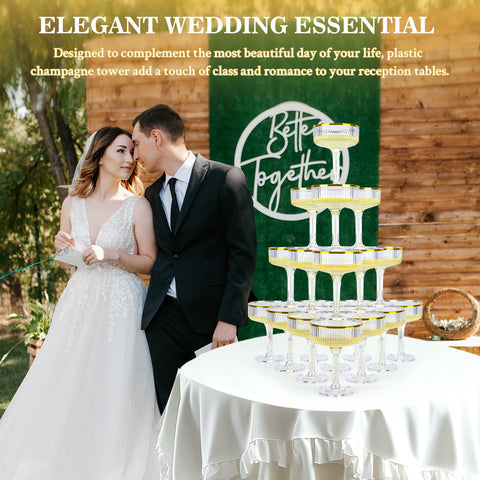 SHIQIKEJIPTY elegant gold-rim disposable glasses suitable for weddings and celebrations.