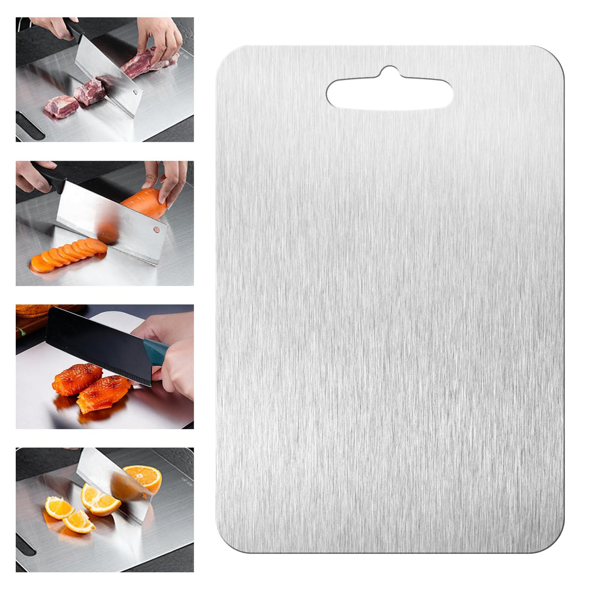 Shiria titanium cutting board, double-sided surface for vegetables and meats, versatile prep.