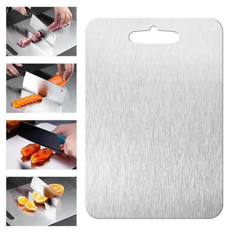 Shiria titanium cutting board, double-sided surface for vegetables and meats, versatile prep.