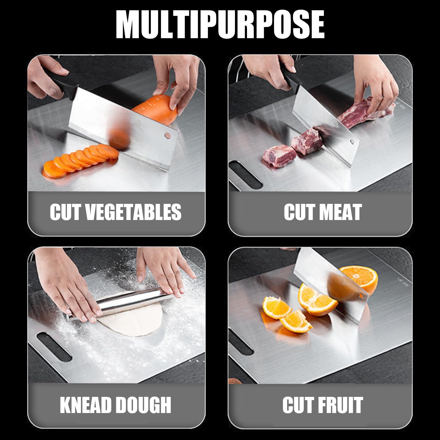 Shiria titanium cutting board durable construction resists wear through frequent chopping sessions.
